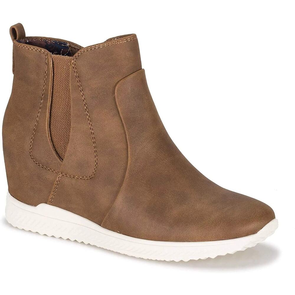 BareTraps Women Hidden Wedge Chelsea Boot Sneaker Jaci US 5M Brown Leather